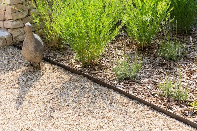 Parmi les techniques pour limiter l'entretien dans le jardin, le paillage a de nombreux avantages (une réalisation de l'agence Morvant&Moingeon).